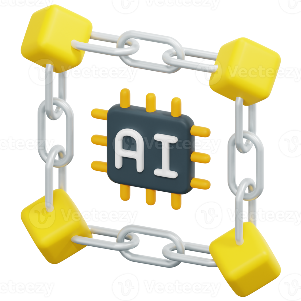 blockchain 3d geven icoon illustratie png