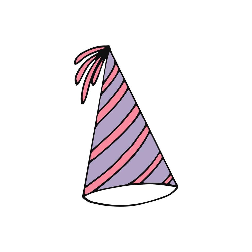 festive funny hat with stripes hand drawn scandinavian style. El vector