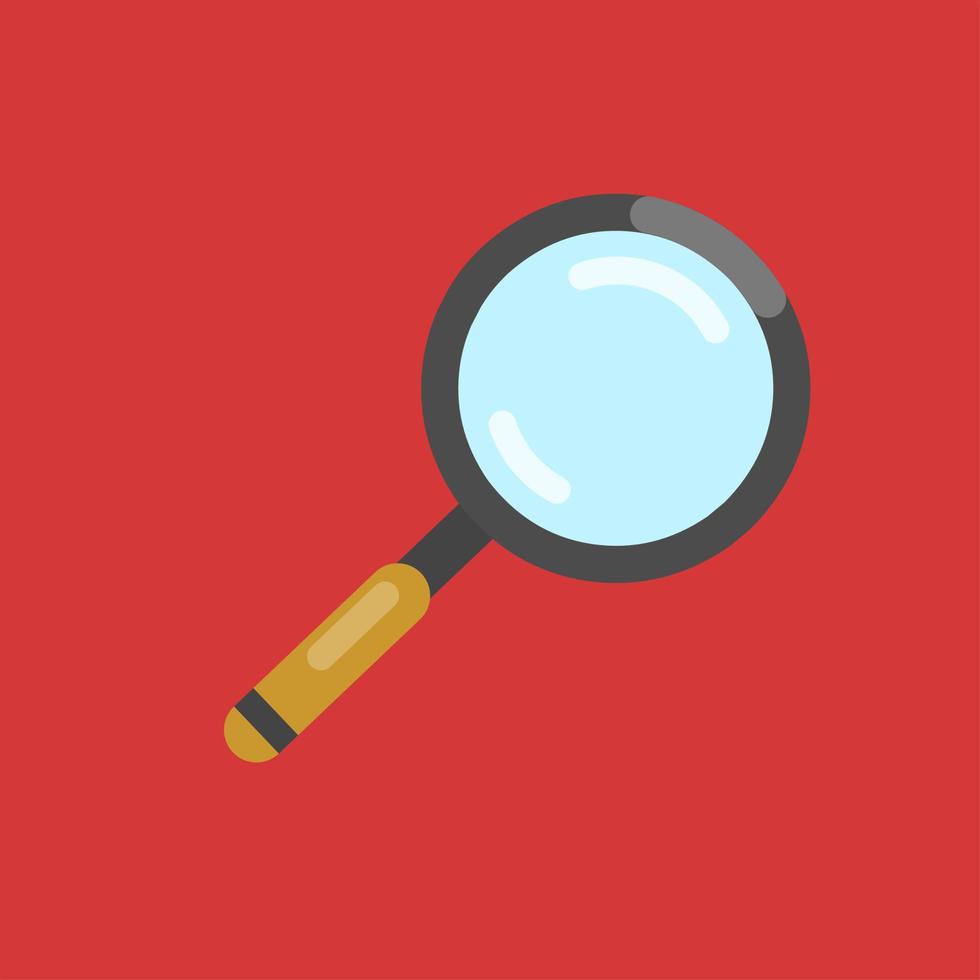 flat vector magnifying glass icon on red background