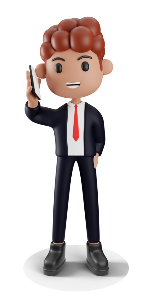 3d businessman talking on phone png