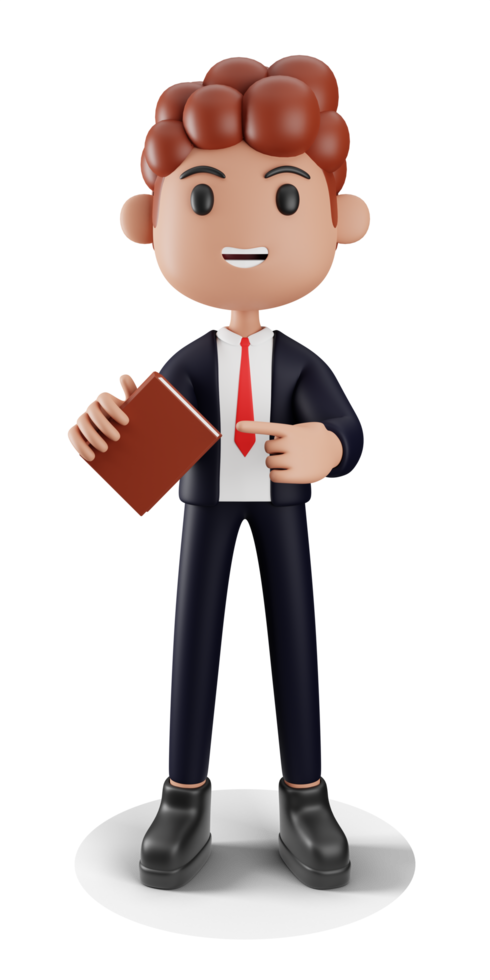 3d Businessman showing book png