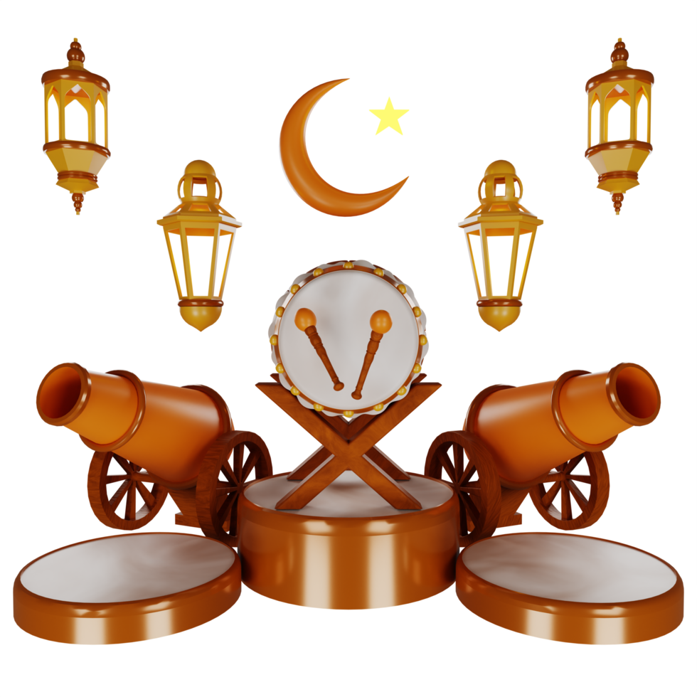 3d mosque drum illustration png