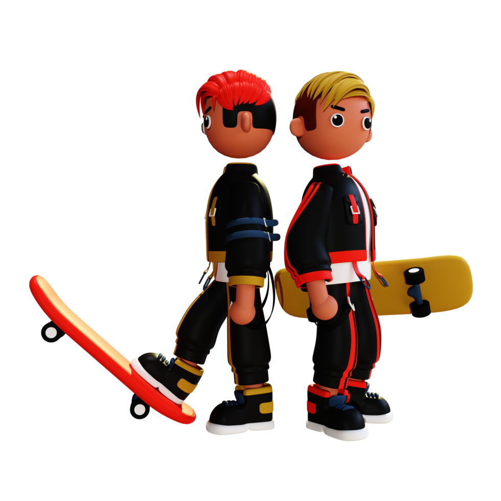 illustration de personnage de skateur 3d png