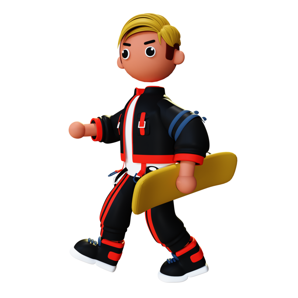 Ilustración de personaje de skater 3d png