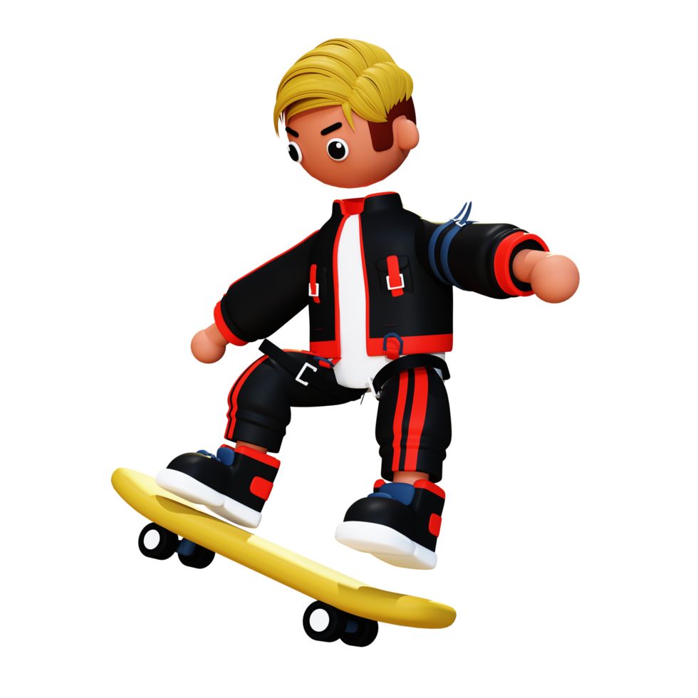 Ilustración de personaje de skater 3d png