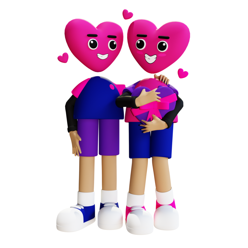 3d love couple character illustration png