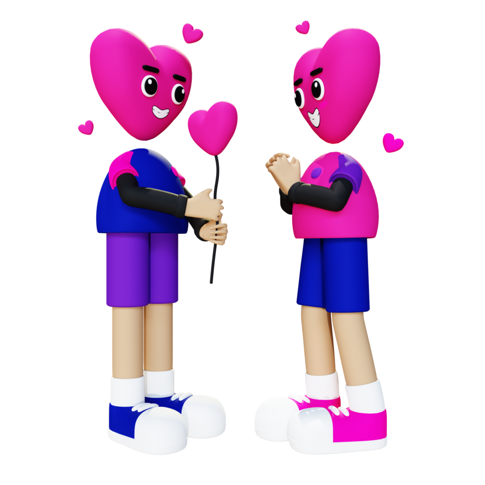 3d love couple character illustration png