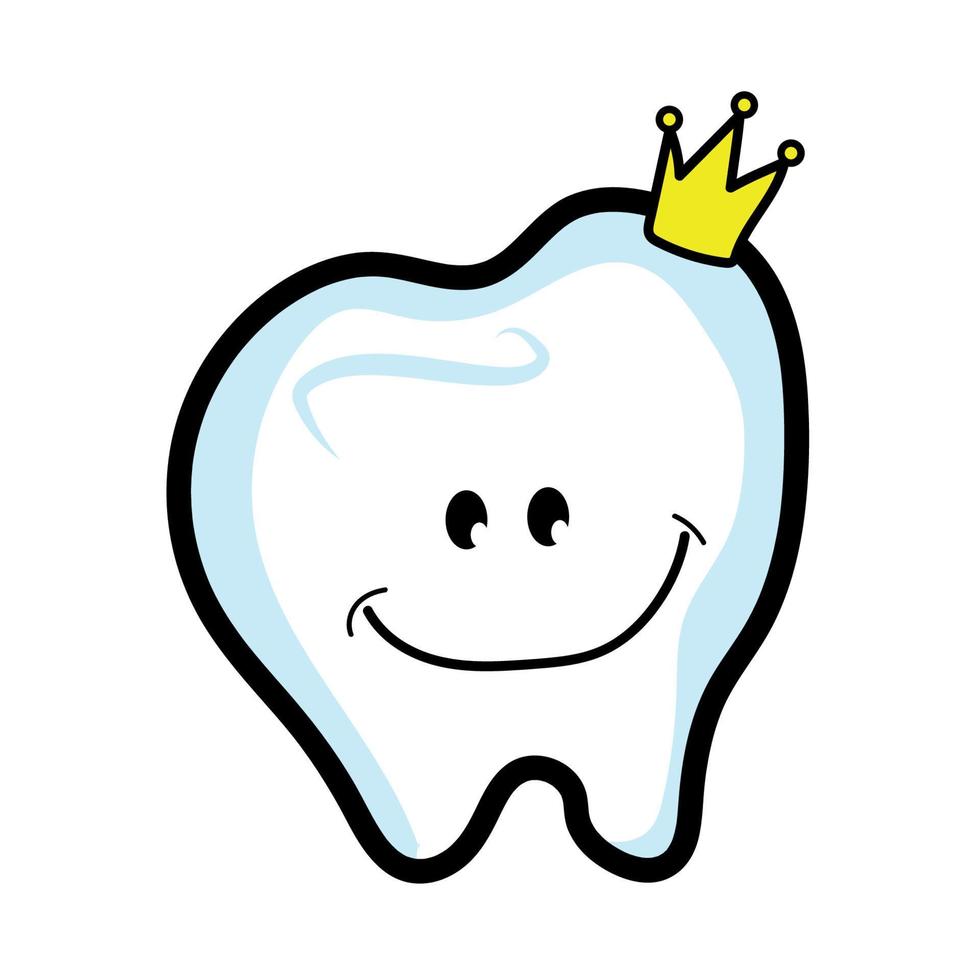 Smiling tooth with a yellow crown vector