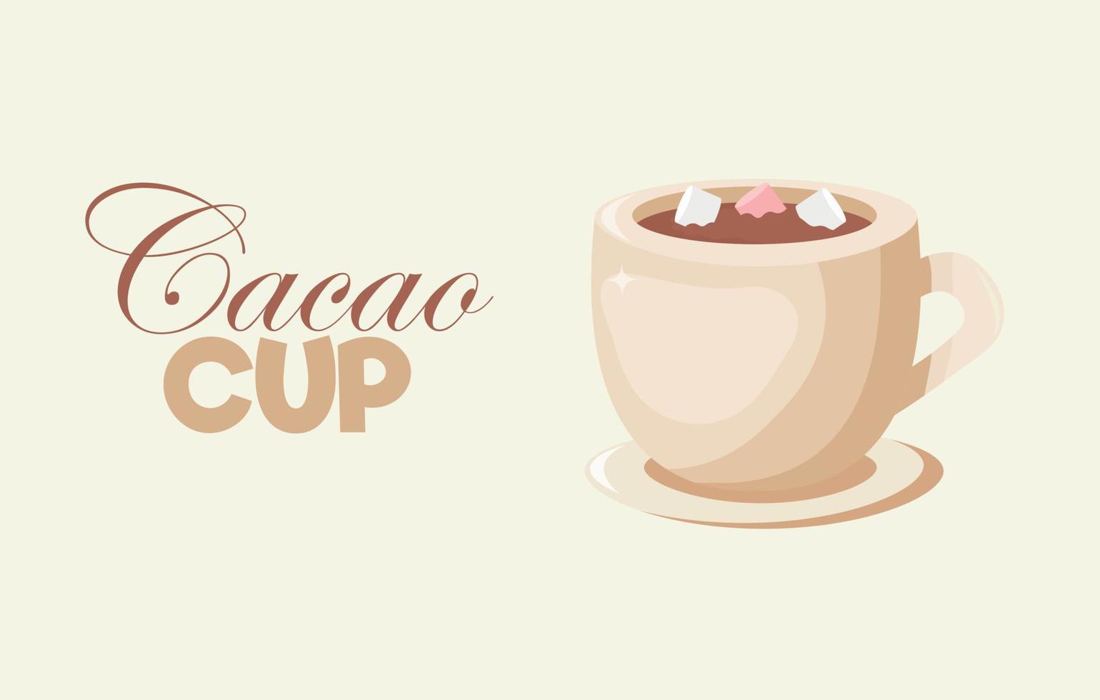 a cup of hot cocoa with marshmallows. autumn mood. vector