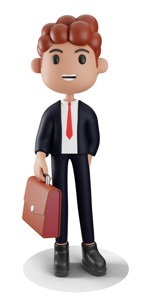 3d Businessman holding briefcase png