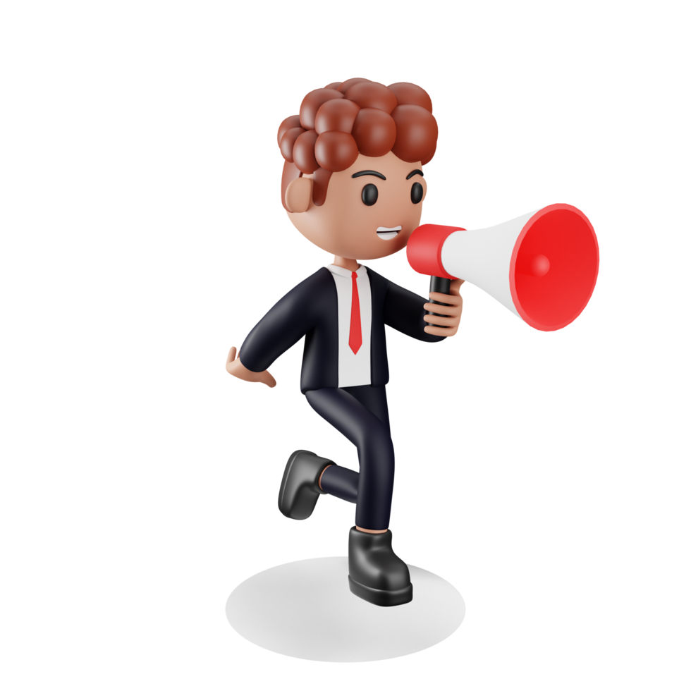 3d Young businessman doing marketing png