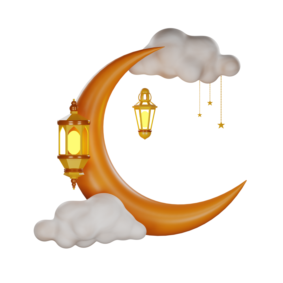 3d islamic lantern illustration png