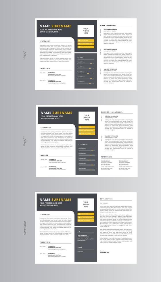 Landscape Resume or CV and Cover Letter Template vector