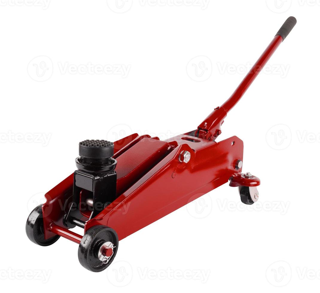 red hydraulic car jack isolated on white background 12628736 Stock