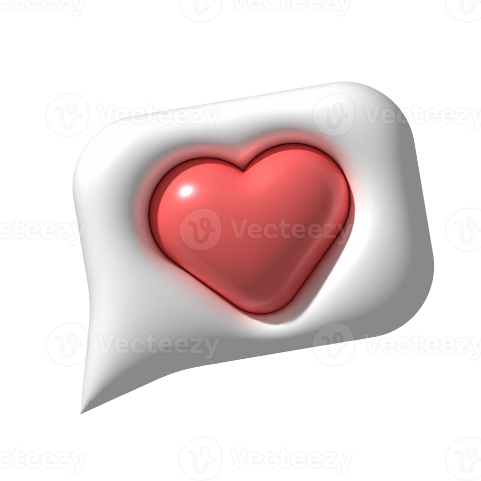 3d cuore discorso bolla. amore sociale media notifica icona png