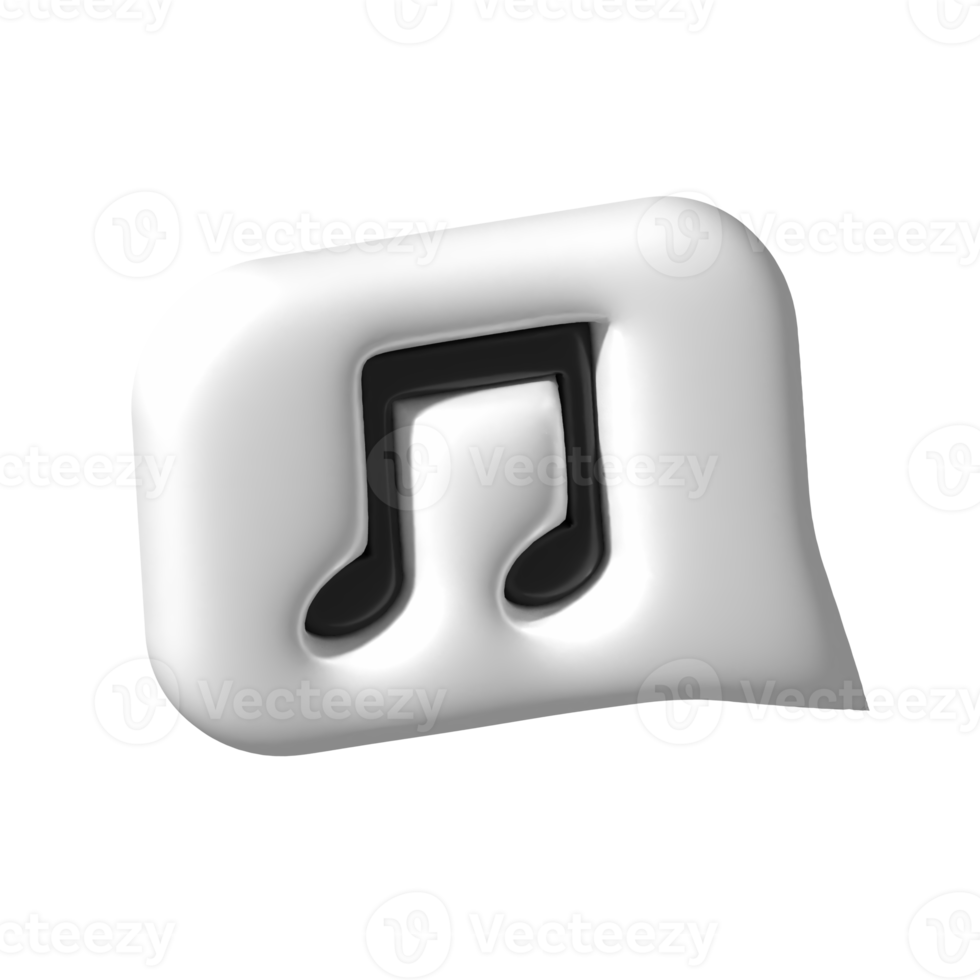 3D music note sign speech bubble. Melody and tune icon symbol png