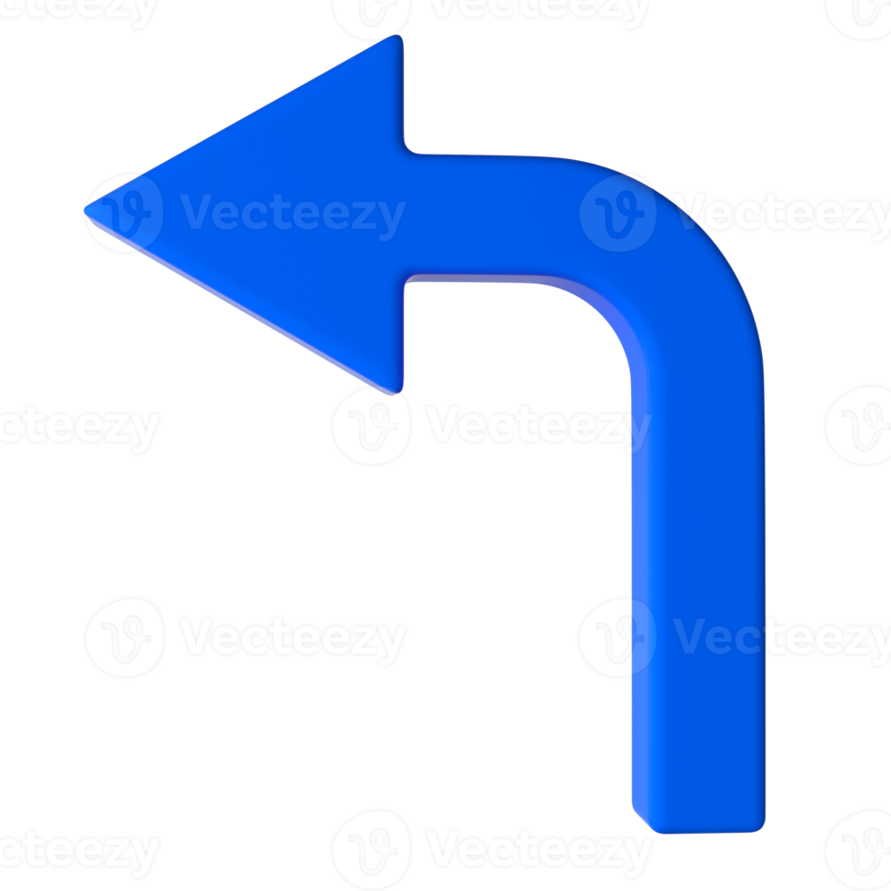 Blue Left Arrow 3D png