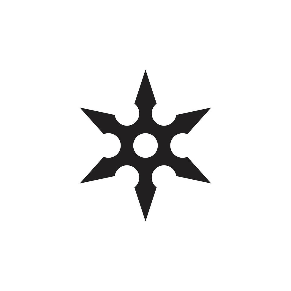 eps10 black vector Ninja shuriken throwing star abstract icon isolated on white background. Metal shuriken symbol in a simple flat trendy modern style for your website design, logo, and mobile app