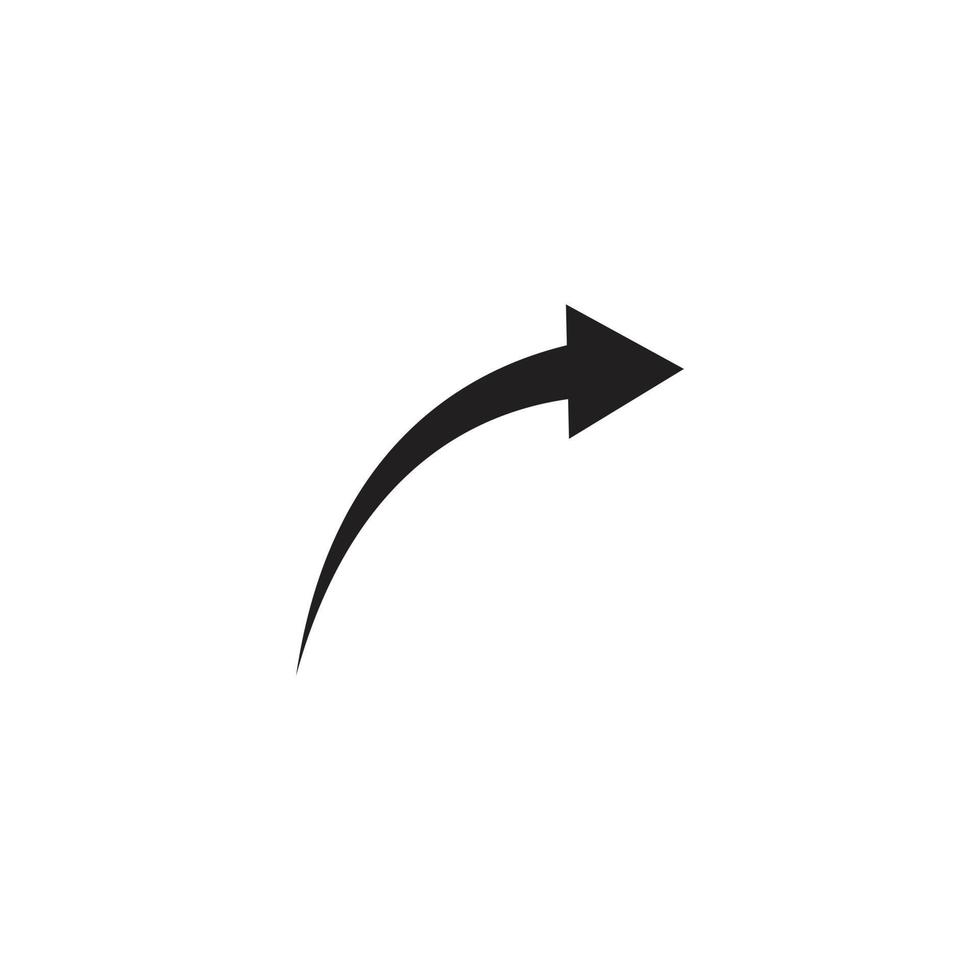 eps10 vector negro flecha hacia adelante icono de arte abstracto aislado sobre fondo blanco. símbolo de flecha curva hacia la derecha en un estilo moderno y plano simple para el diseño de su sitio web, logotipo y aplicación móvil