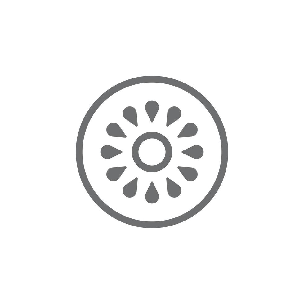 eps10 icono de fruta de kiwi de vector gris aislado sobre fondo blanco. símbolo de contorno de media sección transversal de grosella espinosa china en un estilo moderno y plano simple para el diseño de su sitio web, logotipo y móvil