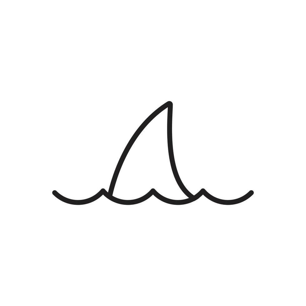 eps10 vector negro aleta de tiburón línea abstracta icono de arte aislado sobre fondo blanco. símbolo de contorno de aleta de tiburón en un estilo moderno y plano simple para el diseño de su sitio web, logotipo y aplicación móvil