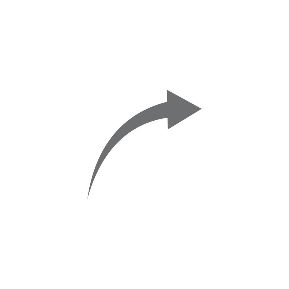 eps10 vector gris flecha hacia adelante icono de arte abstracto aislado sobre fondo blanco. símbolo de flecha curva hacia la derecha en un estilo moderno y plano simple para el diseño de su sitio web, logotipo y aplicación móvil