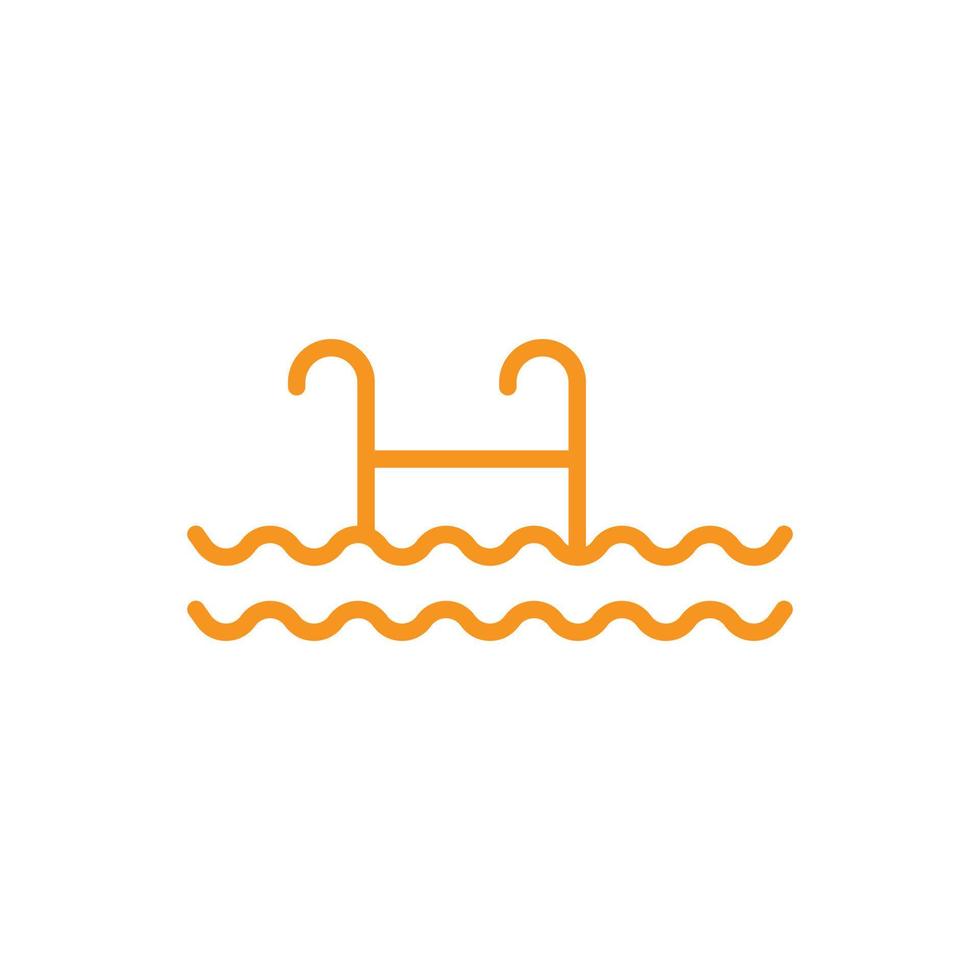 eps10 piscina de vector naranja con icono de línea de escalera aislado sobre fondo blanco. símbolo de contorno de escaleras a la piscina en un estilo moderno y plano simple para el diseño de su sitio web, logotipo y aplicación móvil