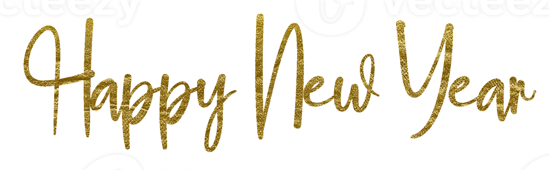 Golden Text Happy New Year cut out png