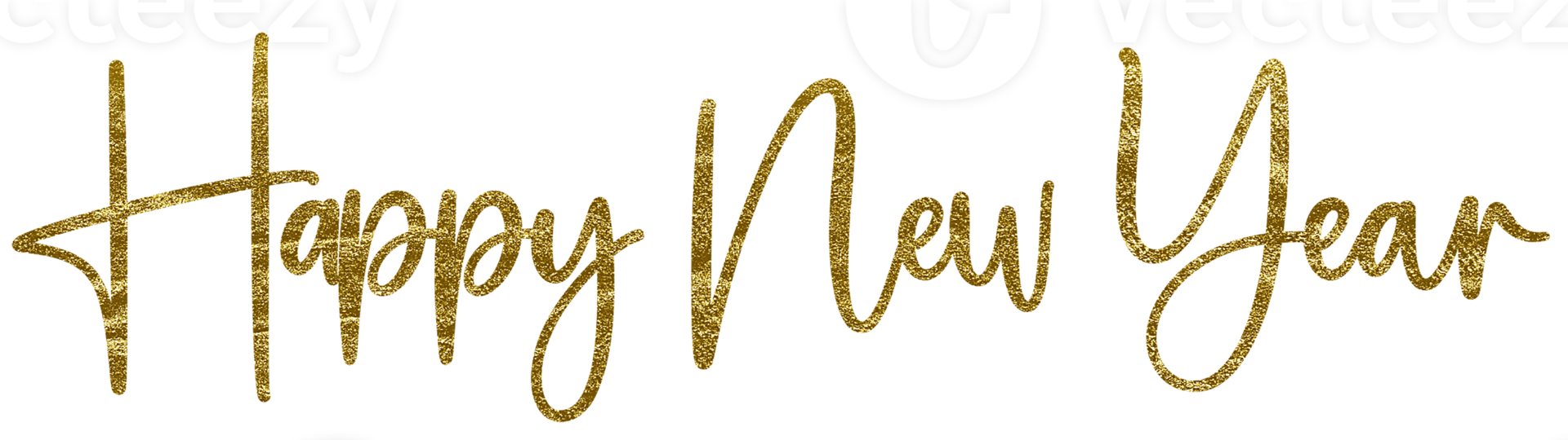Golden Text Happy New Year cut out png