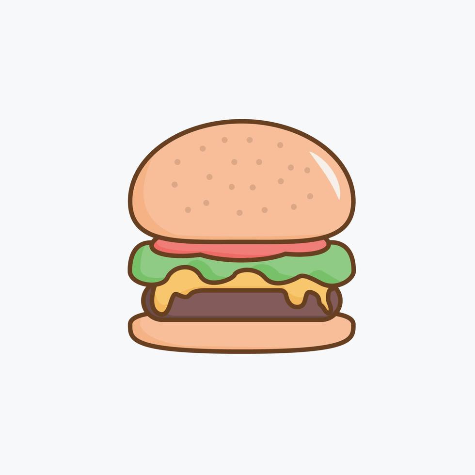 hamburguesa de comida rápida con una mezcla de carne, queso y verduras. diseño gráfico de ilustración vectorial vector