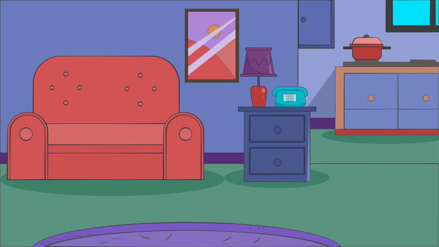 Cartoon landscape of interior room vector