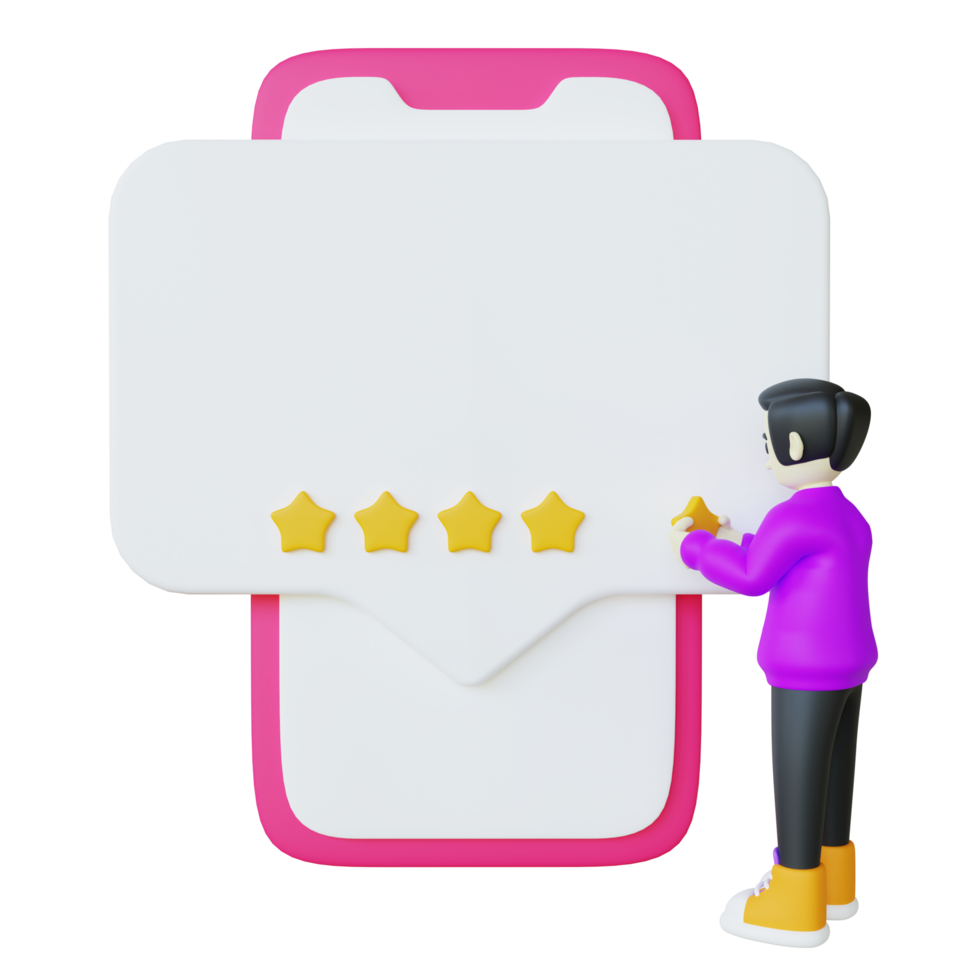 3D Character Giving Five Stars Review png