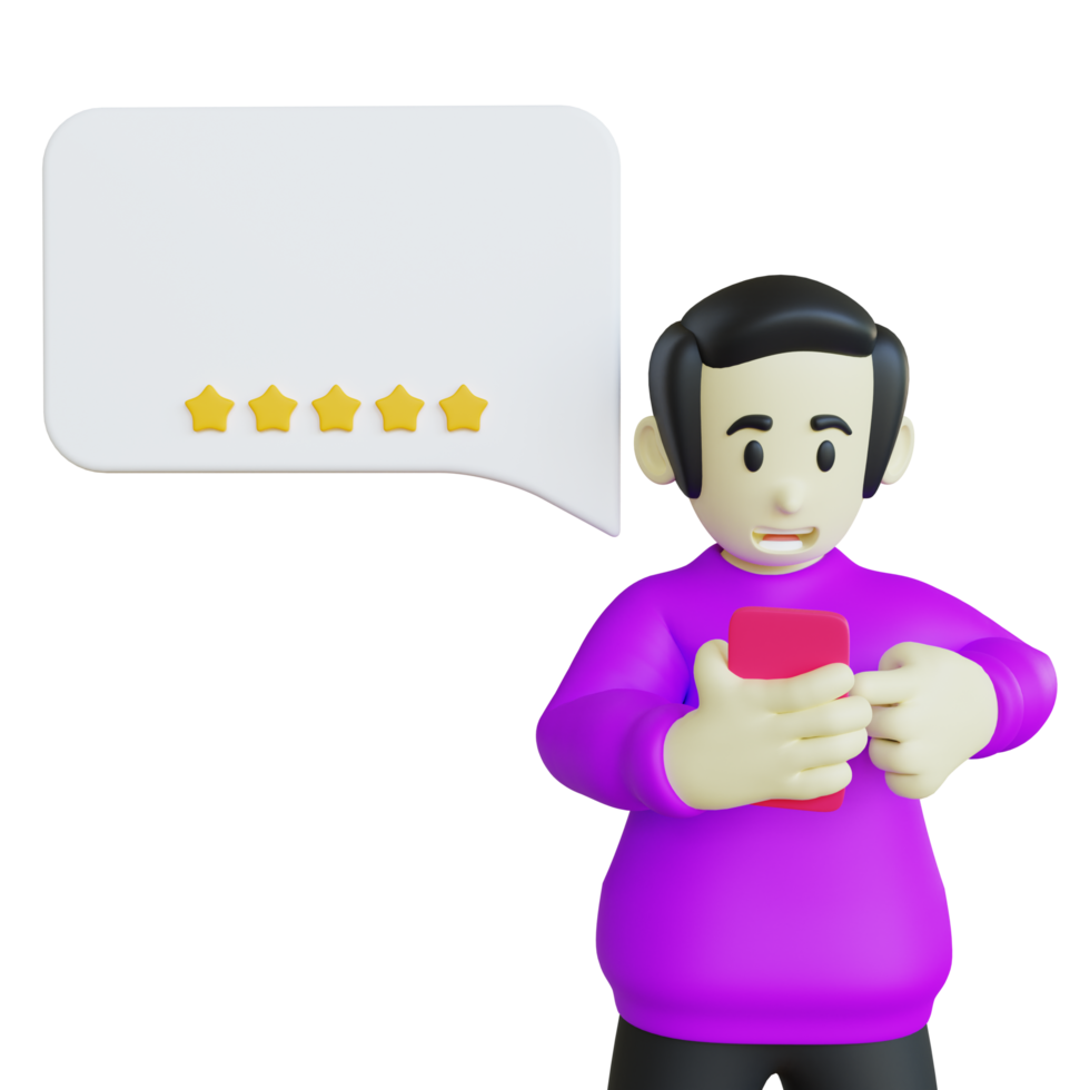 3D Character Giving Testimonial Review png