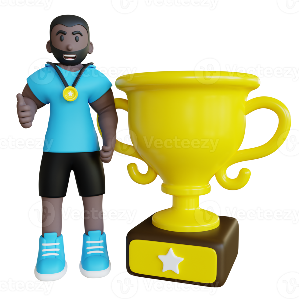 3d concorrenza vincitore atleta con trofeo png