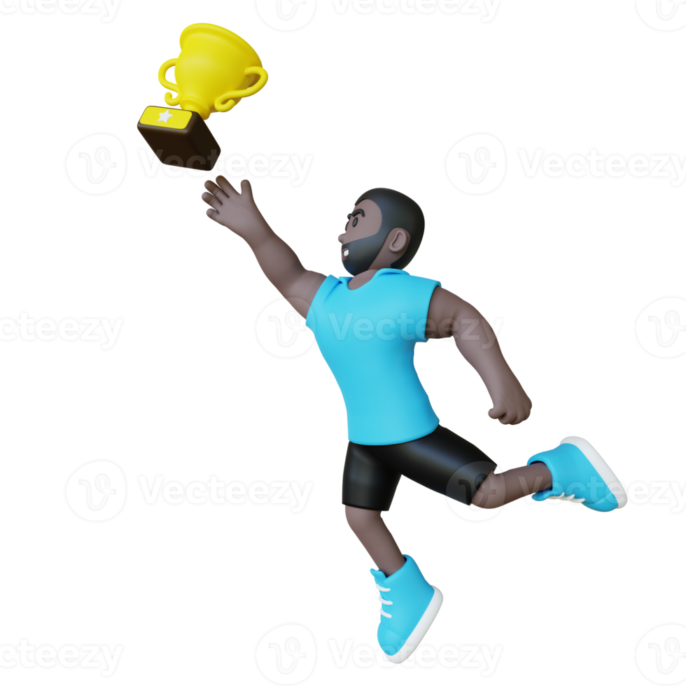 Stylized 3D Man Chasing His Dream png