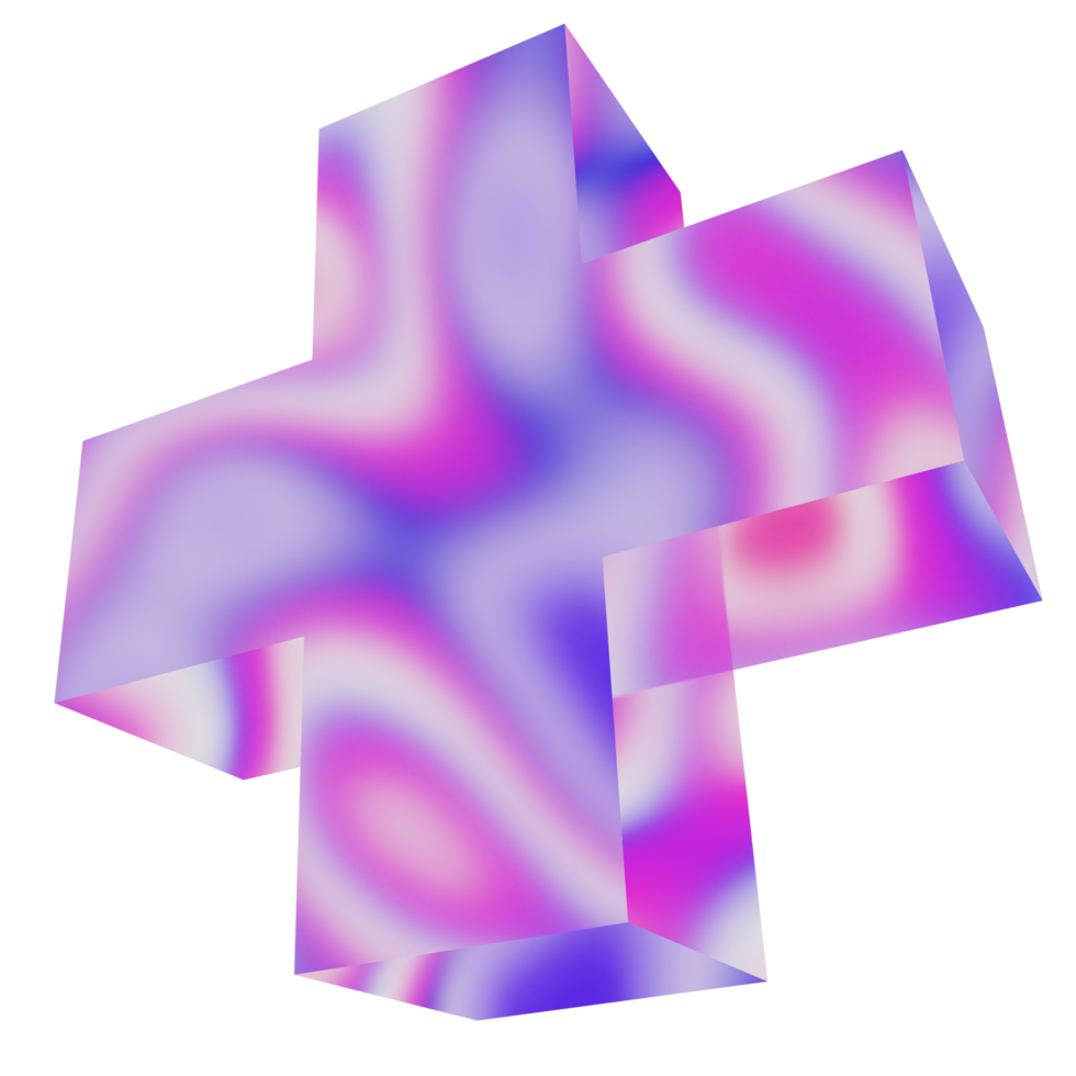 Abstract Plus Chrome 3D Memphis Shape png