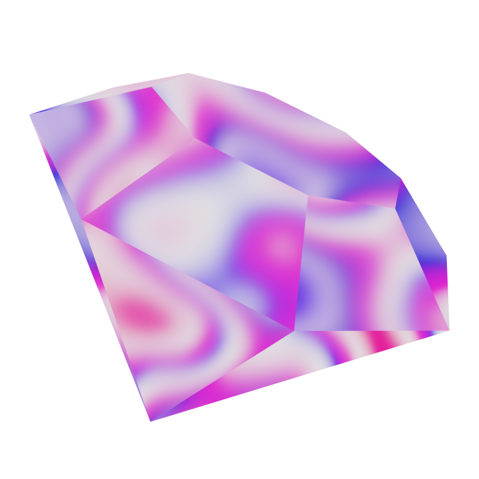 diamant abstrait chrome 3d forme de memphis png