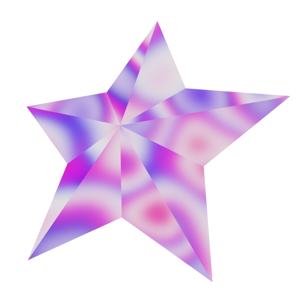 Abstract Star Chrome 3D Memphis Shape png