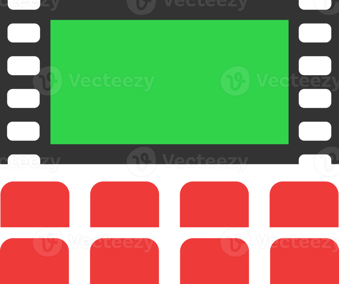 cine pantalla verde silla roja icono simple concepto de película png
