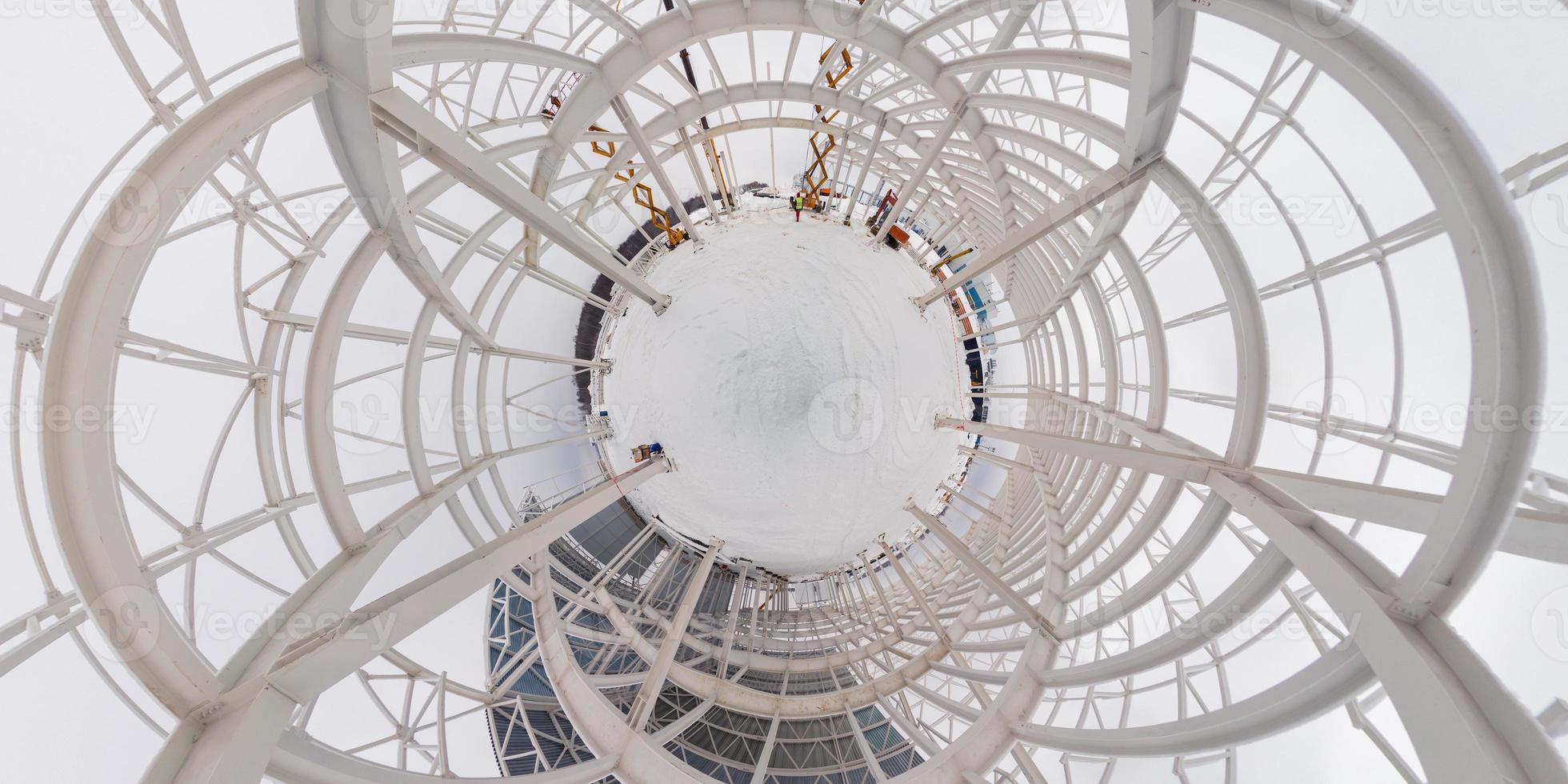 Winter construction site spherical panorama photo