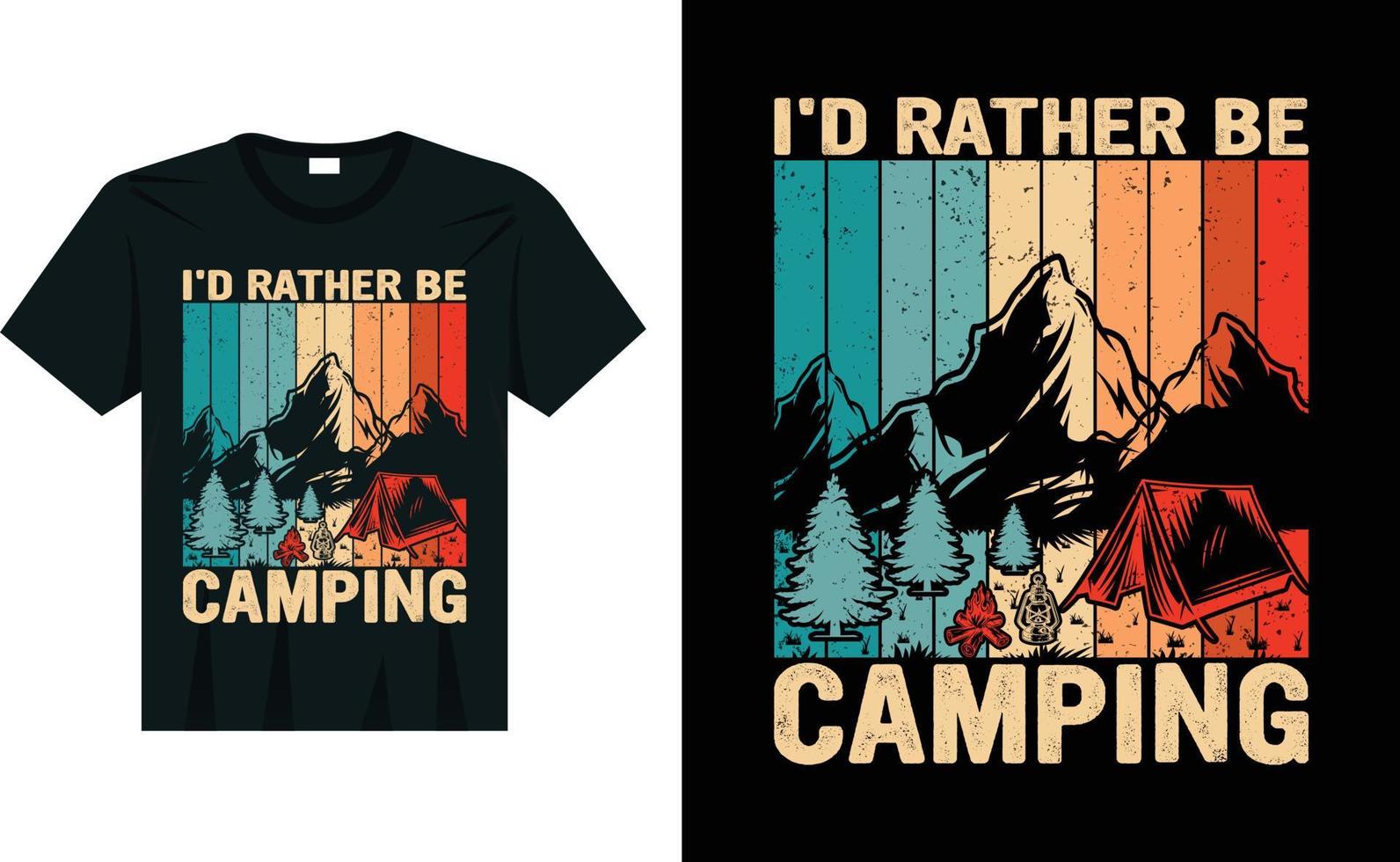 prefiero estar acampando camisetas de camping vintage para campistas vector