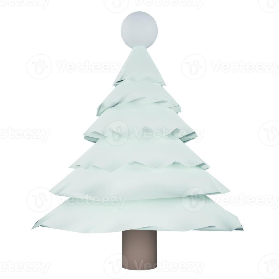 3D rendering flat design Christmas tree isolated on transparent background 4 png