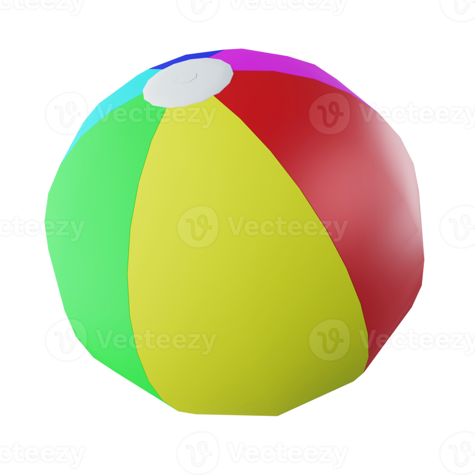 3D rendering beach plastic ball isolated on transparent background png