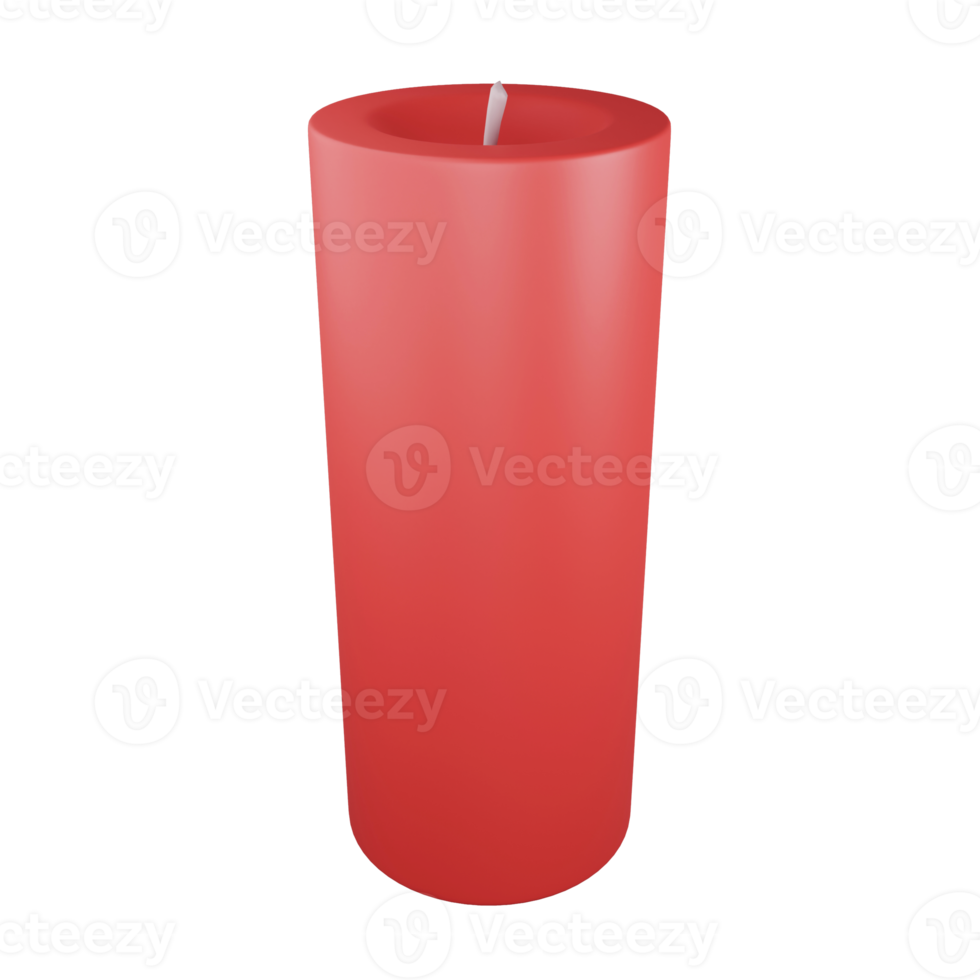 3D rendering red candle isolated on transparent background png