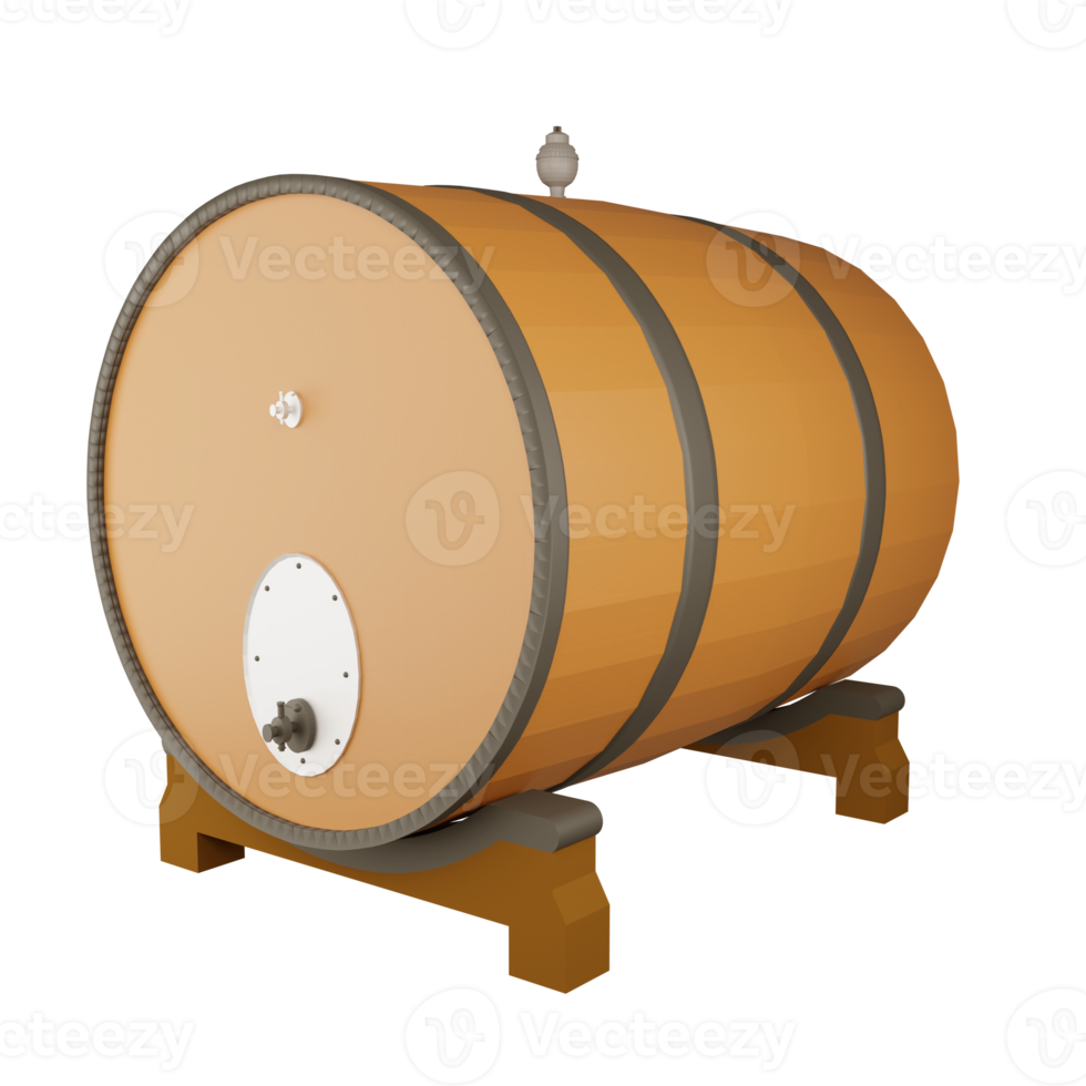 3D rendering brown wooden oak of wine tank isolated on transparent background png