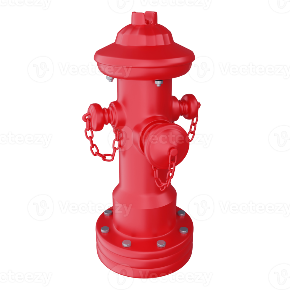 3D rendering red fire hydrant isolated on transparent background png