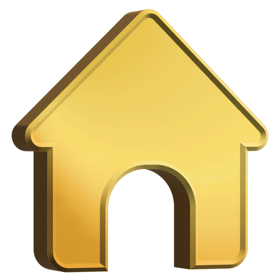 icono de casa de oro sobre fondo transparente png gratis