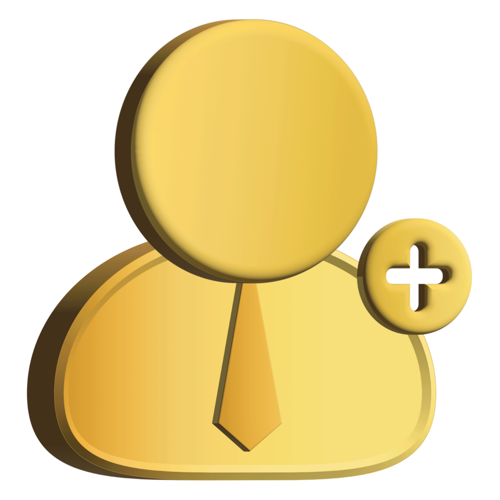 Gold add user icon on transparent background Free PNG