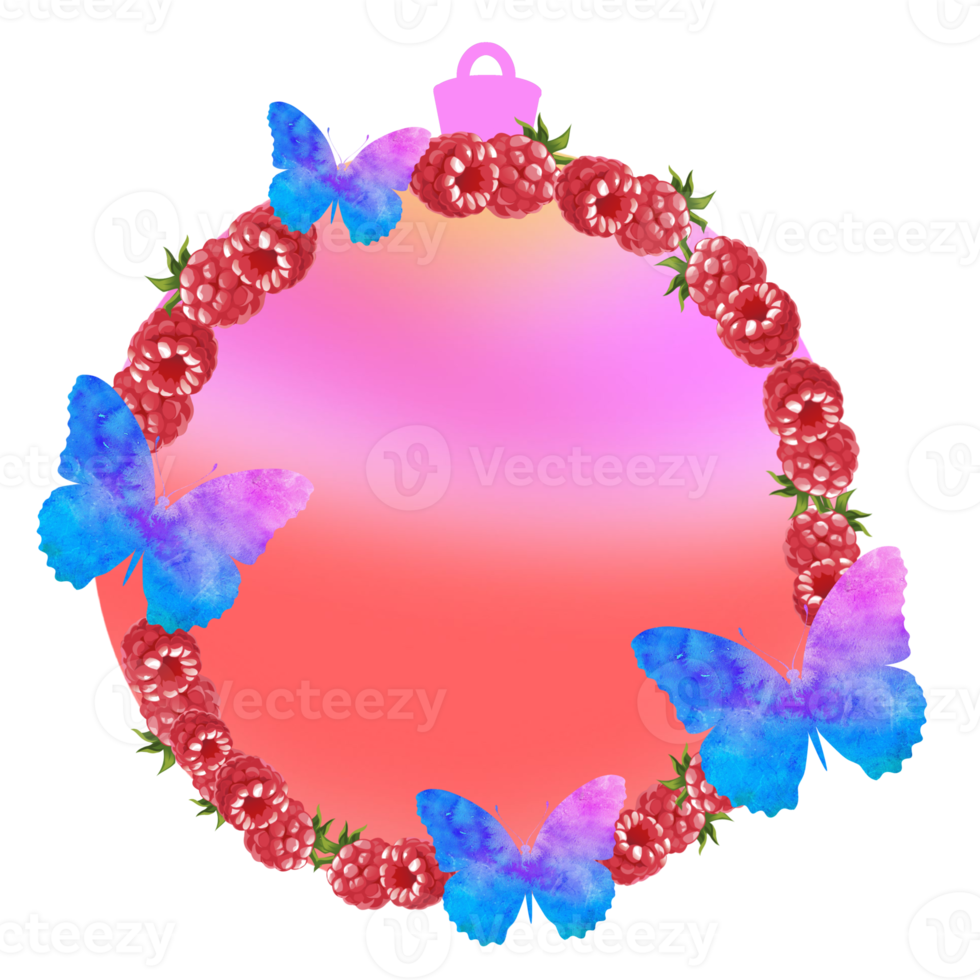 Flowers,  berry, butterflies. Christmas ball. png