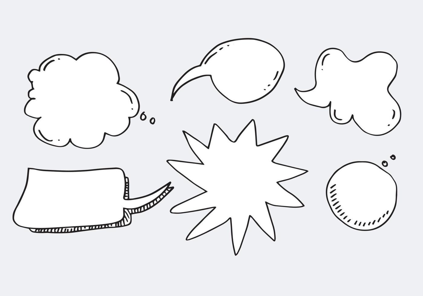 Vector Set of Black Sketch Comics Speech Bubbles.bubble dialog doodle vector line message .vector illustration.
